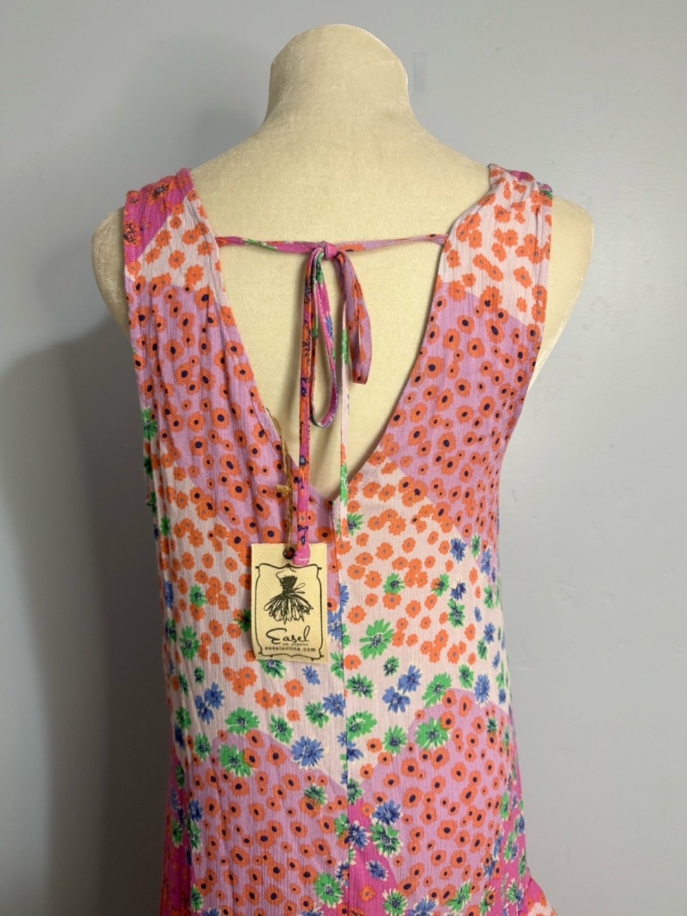 Easel Pink Patchwork Floral Maxi Dress - Picture 5 of 8